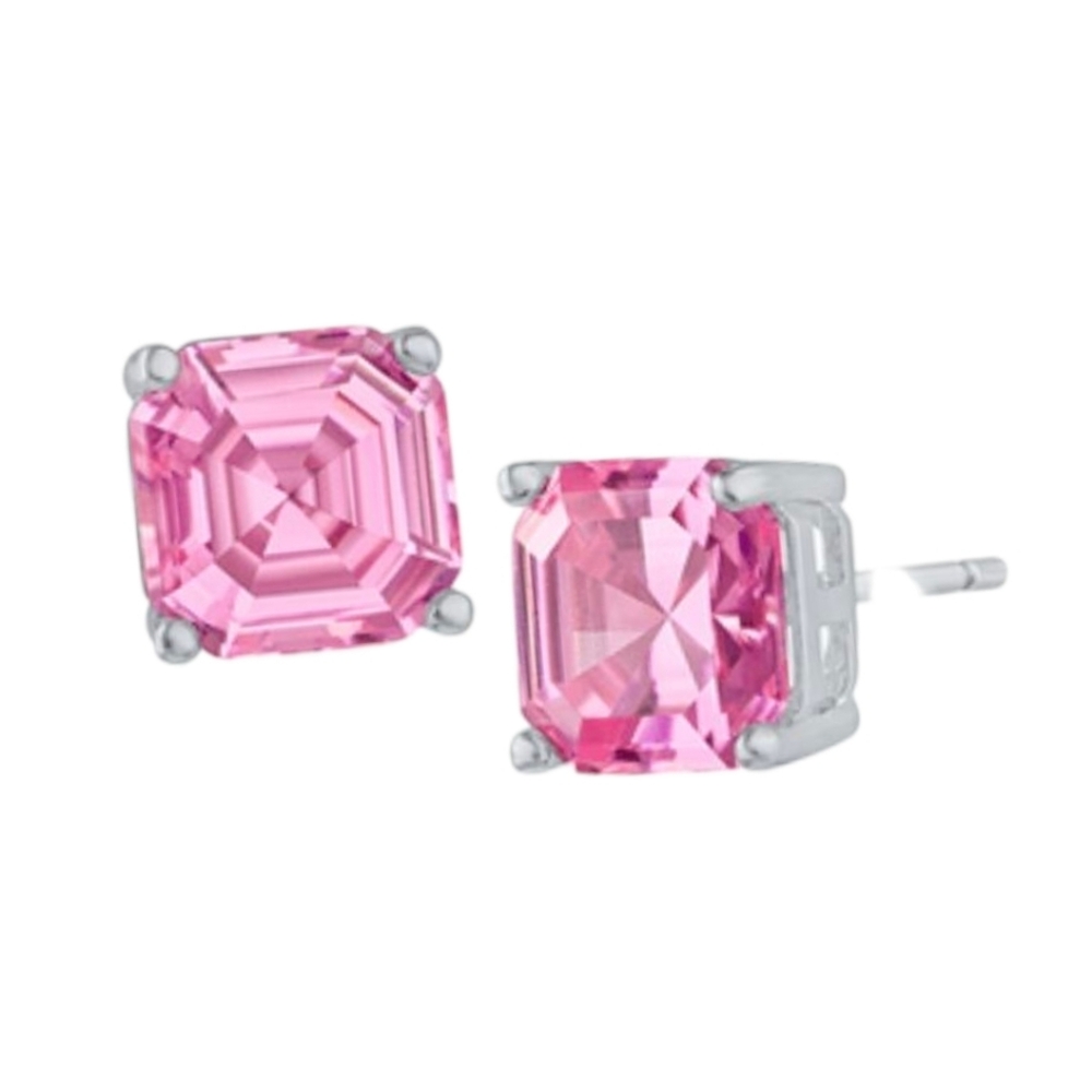CZ By Kenneth Jay Lane 5 Cttw Asscher Cut Cz Stud Post Earings